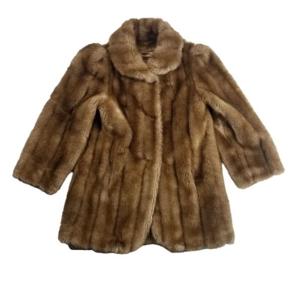 Unbranded Jackets & Blazers - Vintage Faux Fur Teddy Bear Coat Womens Sz M Brown & Tan Mink Made in USA